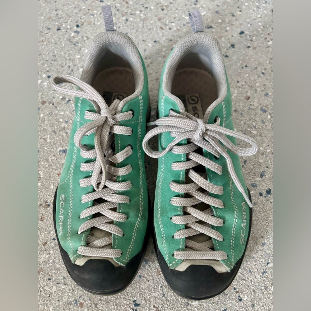 Scarpa Teal Suede Trail Shoes Size W6 M5 EU 37 - Picture 2 of 6